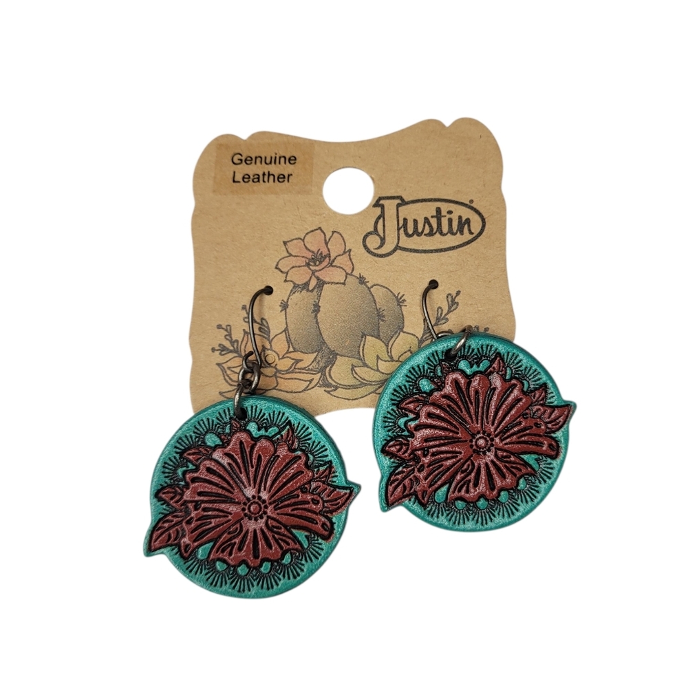 Justin Boots Genuine Leather Earrings NWT